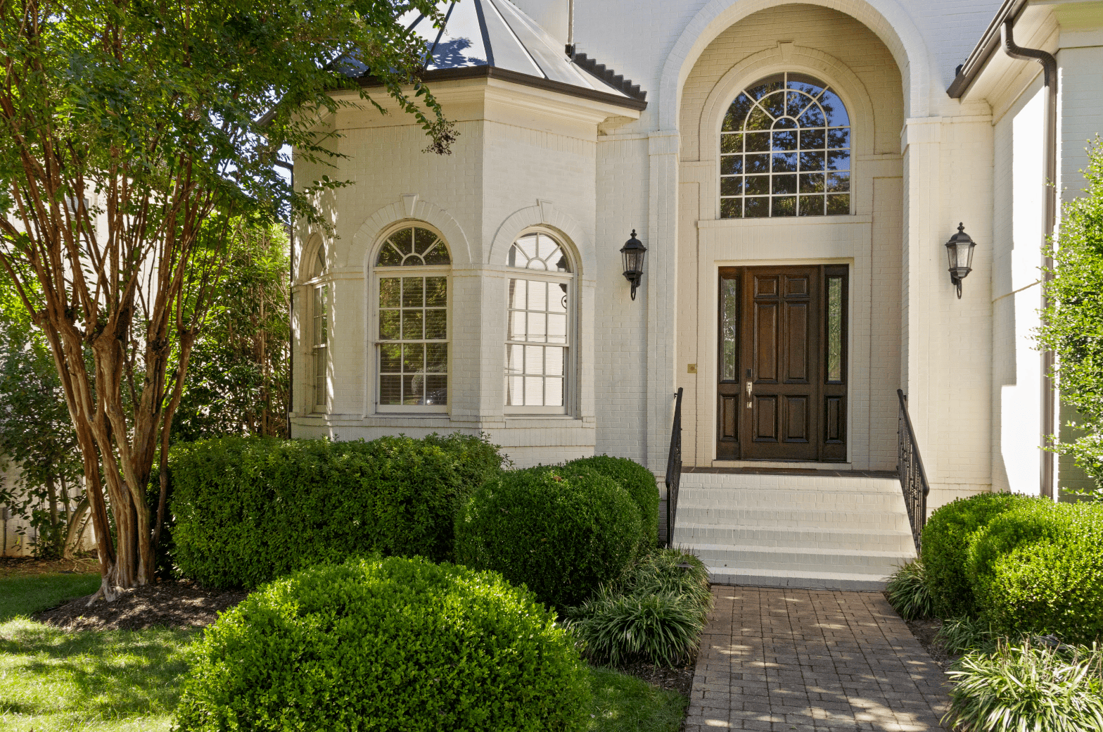 Front porch with wooden door